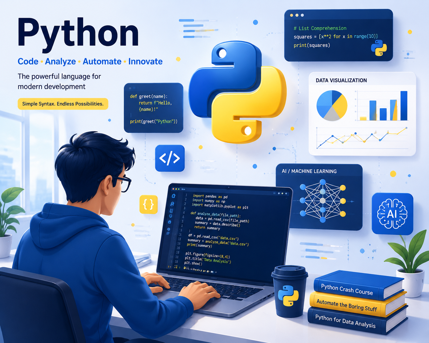Python چیست؟ راهنمای کامل زبان برنامه‌نویسی پایتون، کاربردها، مزایا و بازار کار